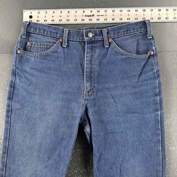 VTG JCPenny Jeans Men 33x31 Blue Dark Wash Plain Pockets Bootcut Smoke Rise 70's - Picture 2 of 9